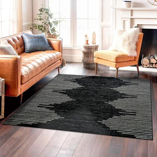 Vista 34 de Rugshop - Alfombra de pasillo bohemia con rayas resistente a manchas, para zonas de alto tráfico, como tu sala de estar, cocina, dormitorio, Beige