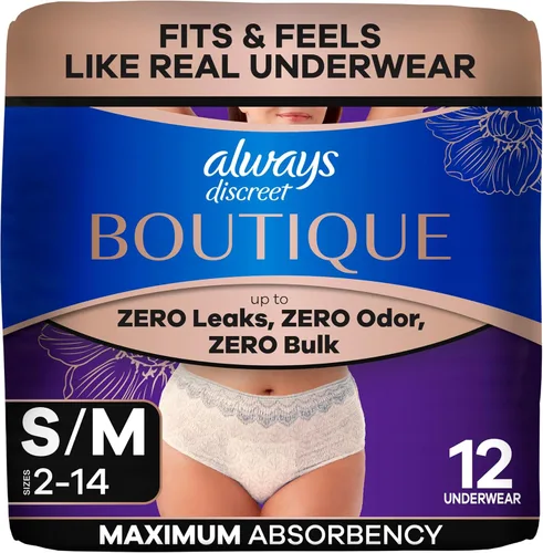 Vista 33 de Always Discreet Boutique - Ropa interior para incontinencia y posparto para mujer, máxima protección, talla S/M, negro, 12