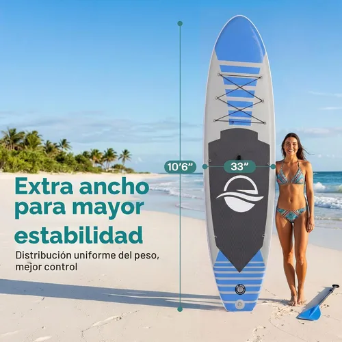 Vista 4 de SereneLife Tabla de remo inflable de 10 pies 6 pulgadas con accesorios de SUP de primera calidad, diseño amplio y estable con almohadilla