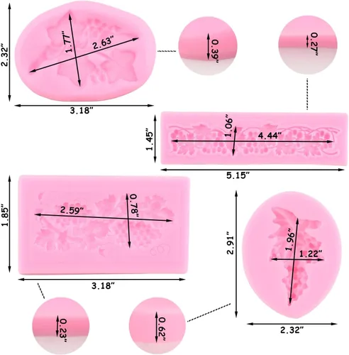 Vista 3 de ZiXiang Moldes de silicona para frutas, hojas de uva, molde de fondant para decoración de pasteles, decoración de cupcakes, caramelo de polímero