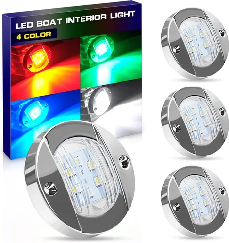 UCINNOVATE 4 luces LED redondas para barco, luz de navegación, luces de cortesía, luces interiores de barco de 4 colores, luz de popa de barcos de