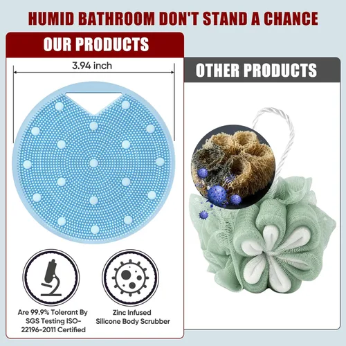 Vista 3 de Depurador corporal de silicona resistente para drenaje linfático, cepillo linfático para ducha, infusión de zinc, con cerdas rígidas y suaves