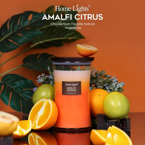 Vista 3 de HomeLights - Velas de 3 capas para el hogar, velas perfumadas de cera de soja natural de 21.52 onzas que queman hasta 100 horas, tarro grande