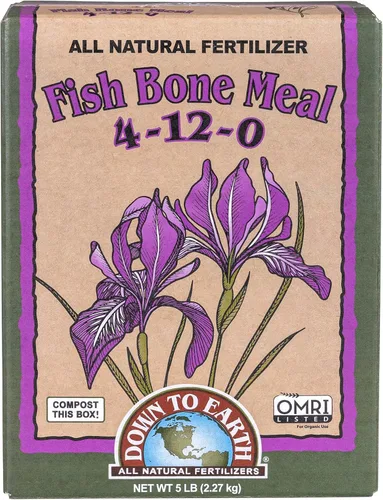 Down To Earth All Natural Fertilizers Harina de hueso de pescado orgánica - Alimento vegetal alto en fósforo para brotes, bulbos, flores, macizos de
