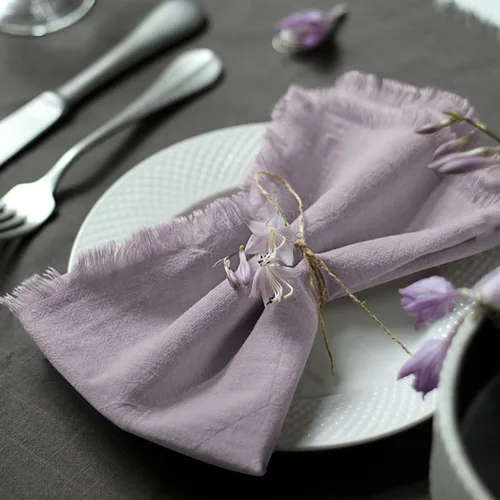 Vista 9 de Servilletas de tela hechas a mano 100% algodón con flecos, delicadas servilletas de tela hechas a mano para cenas, fiestas, bodas y más, 18 x 18