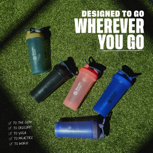 Vista 5 de BlenderBottle Classic V2 - Botella mezcladora perfecta para batidos de proteínas y antes del entrenamiento, 20 onzas (paquete de 3), rojo, verde