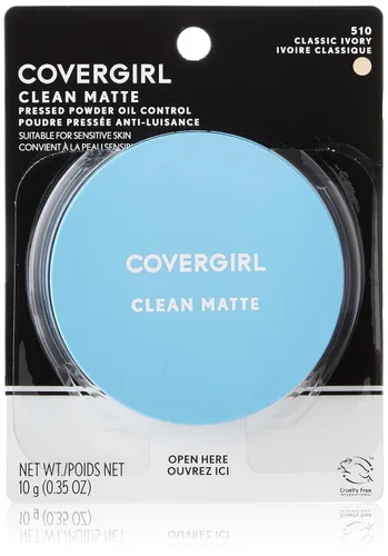 COVERGIRL Polvo Compacto Mate Clean, Polvo de Control de Grasa, 1 recipiente, .35 Fl Oz, Polvo Facial, Polvo Suelto Libre de Aceite, Acabado Mate,
