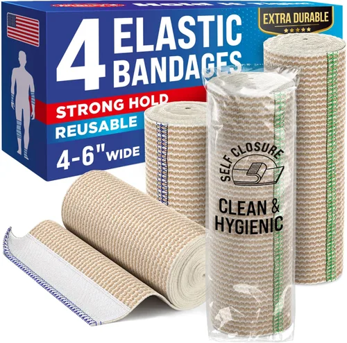 Vista 12 de Vendaje elástico de alto rendimiento, paquete de 6 (2 x 2 pulgadas, 2 x 3 pulgadas, 2 x 4 pulgadas), vendaje de compresión fuerte de cierre