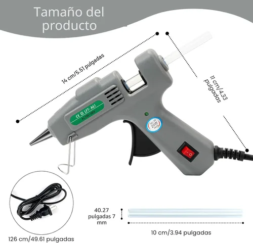 Vista 4 de SHJADE Kit de mini pistola de pegamento caliente con 30 varillas de pegamento - Pistola de fusión en caliente de precalentamiento rápido, alta
