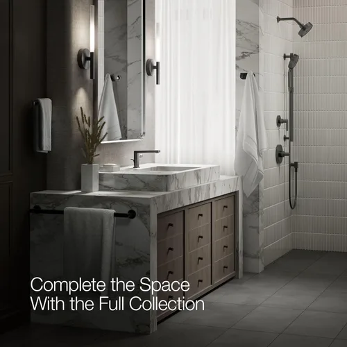 Vista 10 de Kohler 73050-7-BL Composed Grifo de lavabo de baño con mango cilíndrico, 1.2 gpm, negro mate
