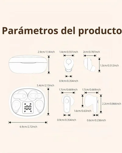 Vista 8 de 2 pares de mini auriculares invisibles pequeños inalámbricos Bluetooth para dormir ocultos micro pequeños discretos pequeños de perfil bajo Beige