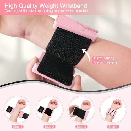 Vista 5 de ADLIFE Adjustable Wrist Ankle Weights for Women Men Kids, 2 Lbs Wearable Arm Leg Weights Set of 2(1 Lb Each), Weighted Wristbands Exercise Weights