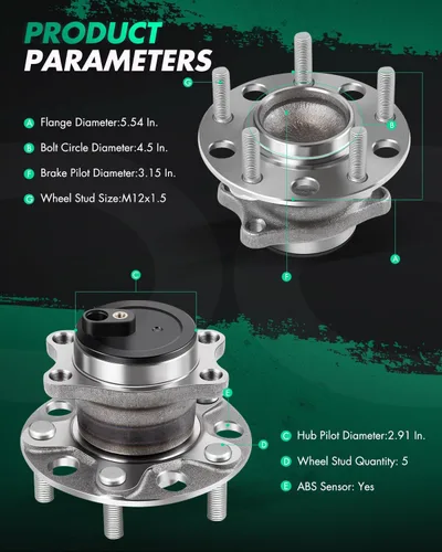 Vista 3 de SCITOO Kit de montaje de buje de rueda trasera 512332 5 pernos con sensor ABS apto para Dodge Avenger para Jeep Patriot Sebring para Dodge Caliber