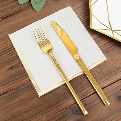 Vista 296 de Efavormart 50 Pack Servilletas de papel para fiestas de 2 capas suaves verde oliva con borde dorado de oro, servilletas para cenas, cócteles