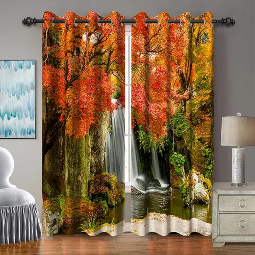 Vista 12 de Baocicco Boho Navy Blue Leaf Blackout Curtains 63 inch Length, Bohemian Mid Century Palm Leaves Window Drapes for Bedroom Living Room 2 Panels