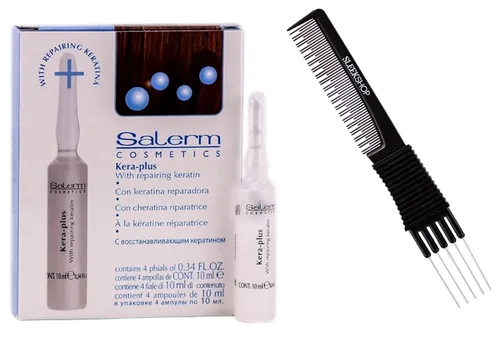 Salerm Cosmetics KERA-PLUS con queratina reparadora, cabello liso para alisar, protege de los daños causados por las herramientas de calor (con