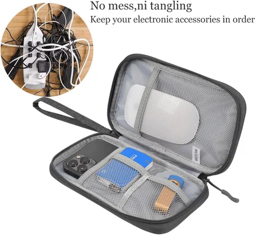 Vista 2 de Bolsa de organizador electrónico CAAORDKSO para viajes, USB, accesorios de cable, bolsa de organizador de accesorios electrónicos impermeable