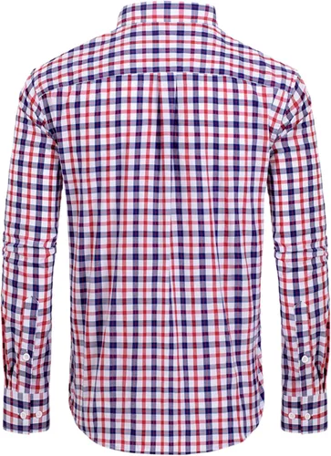 Vista 2 de Alimens & Gentle Camisas a cuadros con botones para hombre, camisas de vestir de manga larga de algodón, camisas de guingán de ajuste regular