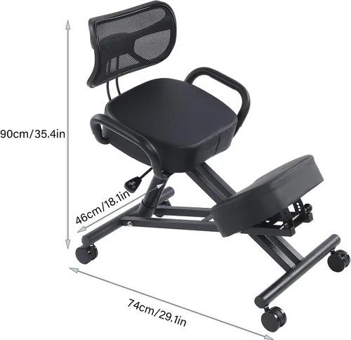 Vista 2 de Ejoyous Silla de rodillas, taburete neumático de corrección de postura con cojín altura ajustable ortopédico taburete de escritorio para bancario