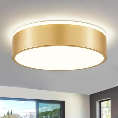 Vista 18 de Lámpara de techo de madera moderna regulable, LED negro 5CCT 2700K-6000K luminaria de montaje empotrado al ras, luminarias redondas para cocina