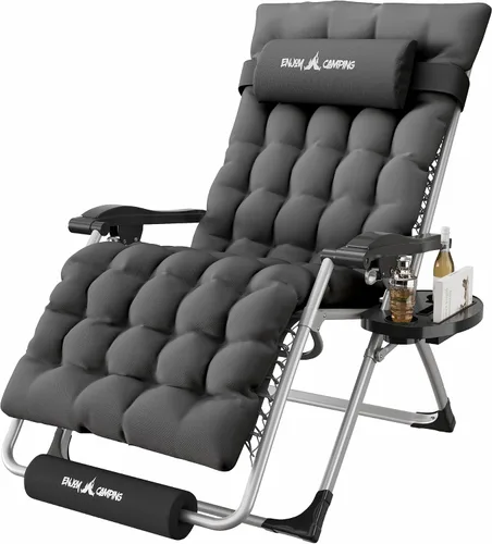 Vista 31 de Silla de gravedad cero de gran tamaño, plegable, reclinable, acolchada Negro XG