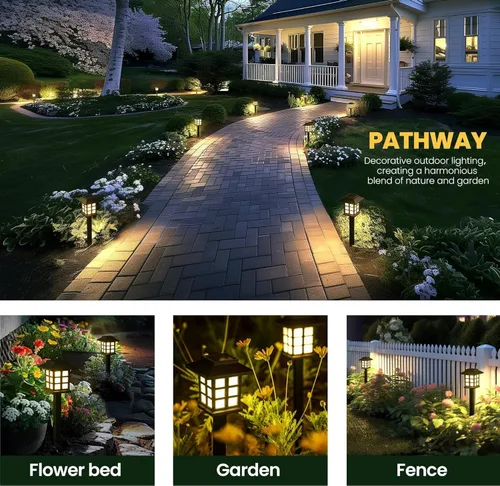 Vista 3 de GIGALUMI Luces solares para exteriores, paquete de 6 luces solares LED impermeables para exteriores, luces solares para pasarela que mantienen 10
