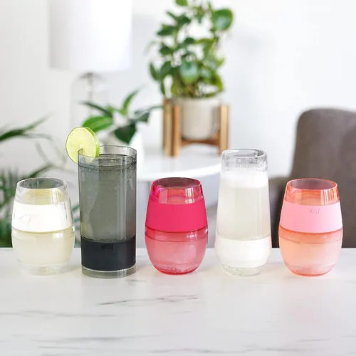 Vista 13 de HOST - Juego de 2 vasos de vino sin tallo de pared doble para congelar champán con gel de enfriamiento activo y agarre de silicona aislado, vasos