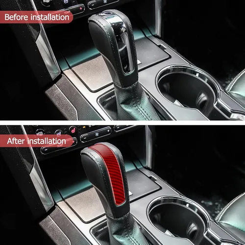 Vista 4 de SUNJIKA Compatible con 1 manija de palanca de cambios de fibra de carbono, calcomanía decorativa para Ford Explorer 2013 2014 2015 2016 2017 2018