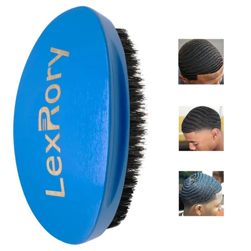 Vista 10 de Cepillo de Ondas Curvado 360 para Hombres - Cepillos para Ondas de Palma de Dureza Media - Hecho con Mezcla de Haya Cepillo de Cerdas de Jabalí Negro