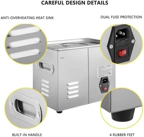 Vista 2 de Ultra Cleaner Machine with Digital Timer & Heater - Heavy Duty Jewelry & Professional Tool Cleaner for Eyes, Metal Parts - Fast, Effective Cleaning