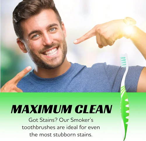 Vista 5 de Cepillo de dientes extra firme, juego de cepillos de dientes de cerdas duras para adultos o fumadores, kit de viaje, cepillo de dentadura