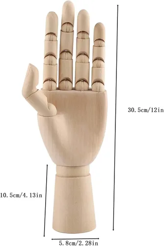 Vista 6 de Modelo de mano de madera, 2 piezas, 12 pulgadas, mano izquierda y derecha, figura de maniquí con para exhibición de joyas a mano, decoración