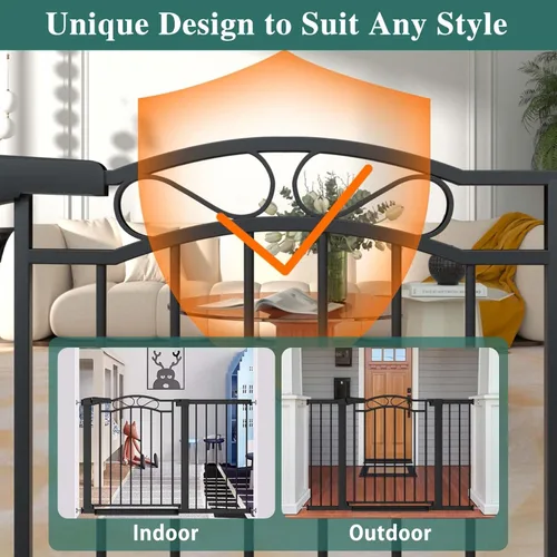 Vista 9 de Fairy Baby Puerta de bebé de 29.53 a 32.28 pulgadas de ancho con puerta, puertas de bebé para escaleras montadas a presión sin taladro, puerta