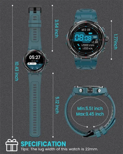 Vista 8 de Reloj inteligente militar para hombre (responderhacer llamadas), 2023 más nuevo reloj inteligente táctico Bluetooth para iPhone Android, rastreador