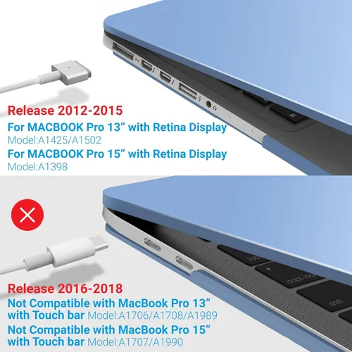 Vista 4 de IBENZER Compatible con MacBook Pro de 13 pulgadas 2015 2014 2013 finales 2012 A1502 A1425, carcasa rígida y cubierta de teclado y protector