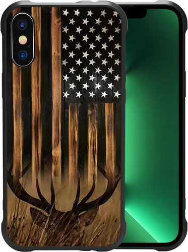 Vista 50 de Funda con diseño de ciervo y bandera estadounidense para iPhone 11 Pro Max - Funda protectora de poliuretano termoplástico resistente, antiarañazos