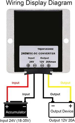 Vista 3 de Adaptador convertidor de corriente DC de 24 V a 12 V -20A 240 W impermeable IP68 Regulador de voltaje Módulo de fuente de alimentación para motor RV