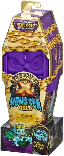 Treasure X Monsters Gold - Juguete para desembalar con slime y tela de araña, compuesto de 13 niveles de aventura ¿Encontrarás tesoro de oro real?