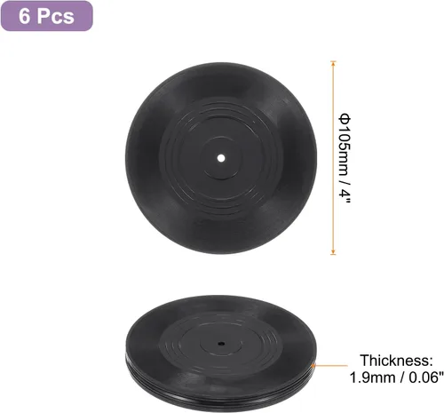 Vista 2 de UXCELL 6 discos falsos en blanco, vinilo sintético de PVC liso de 4 pulgadas para decoración de pared retro de estudio casero