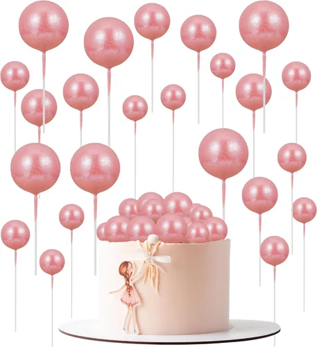 Vista 30 de 30 piezas de bolas de purpurina para tarta, mini globos, decoración de tarta, bolas de espuma, decoración de tarta de bricolaje, bolas de pastel