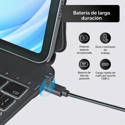 Vista 3 de mobee Magic Keyboard Funda para iPad de 10.9 pulgadas (2022) y iPad 11ª (A16, 2025), funda magnética con teclado con trackpad multitáctil