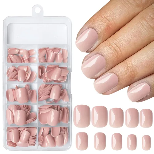 Vista 17 de AddFavor 240 piezas de uñas postizas cortas brillantes negras, uñas falsas cortas cuadradas, kit de uñas acrílicas artificiales de cobertura