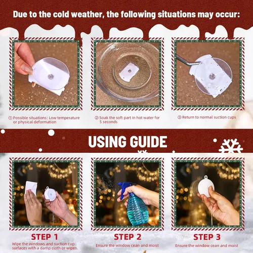 Vista 14 de Paquete de 3 luces de Navidad para ventana con temporizador, funciona con pilas, árbol de copo de nieve iluminado blanco con forma de estrella LED