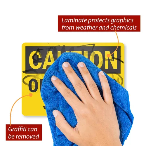 Vista 2 de Etiqueta "Precaution - Open Door Slowly" de SmartSign Vinilo laminado de 5 x 7 pulgadas