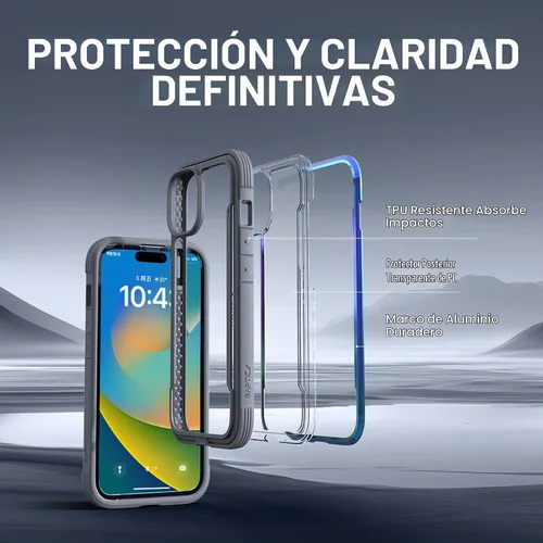 Vista 5 de RAPTIC Shield para funda de iPhone 15, funda protectora transparente a prueba de golpes, grado militar probada en caídas de 10 pies, marco