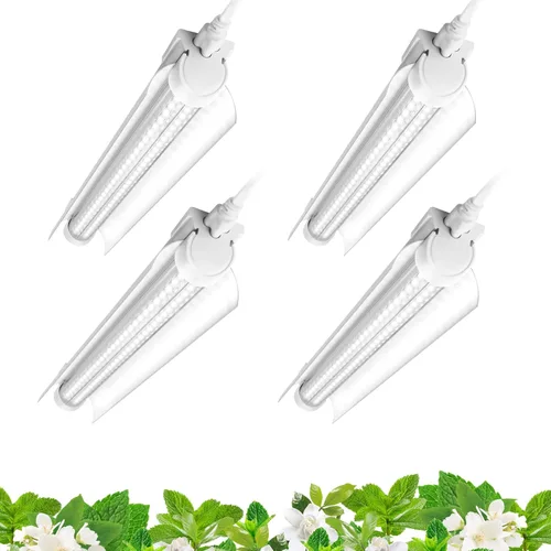 Barrina Luces de cultivo T8 para plantas de interior, tira de luz blanca de espectro completo de 5000 K, 60 W (4 x 15 W), luz de planta de 1 pie