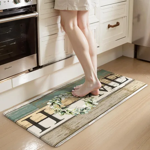 Vista 47 de KIMODE - Alfombra de cocina antifatiga para el piso, de 17.3 x 29 pulgadas, alfombra de cocina de estilo rústico, antideslizante, acolchada