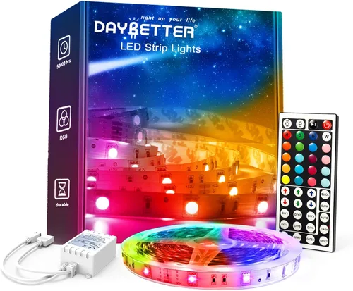 Vista 11 de DAYBETTER - Luces LED de 65.6 pies, tira de luces LED RGB 5050 flexibles que cambian de color, 2 rollos de luces LED de 32.8 pies para decoración