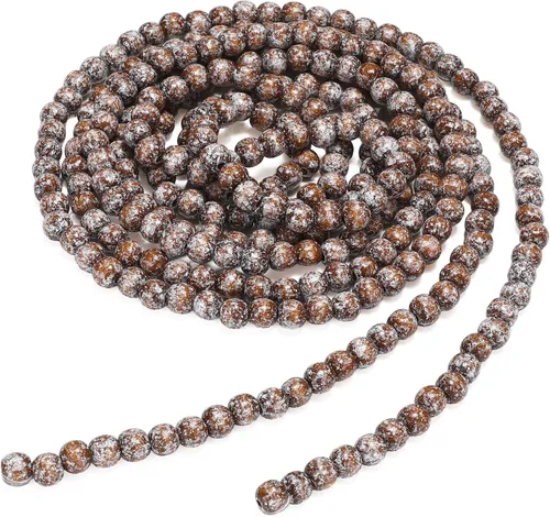 Vista 14 de Guirnalda de cuentas de madera de Navidad, guirnalda de cuentas de madera, decoración de árbol de Navidad para recuerdos de vacaciones, 12 pies