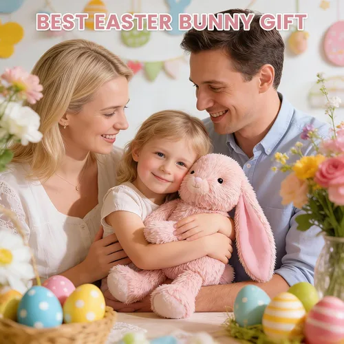 Vista 8 de SuzziPals Almohadilla térmica de conejo rosa calentable y refrigerable para calmar y relajar, peluche de conejo rosa lavanda para molestias